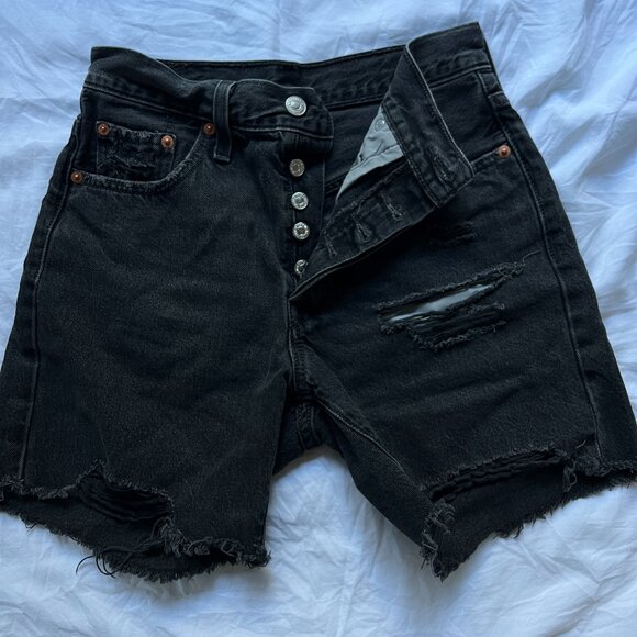 Levi's 501 original high rise denim shorts, black, size 25 - Picture 3 of 7